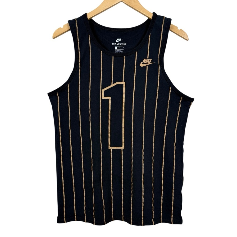 Nike Sportswear NSW Penny Hardaway #1 Pinstripe Tank Top Black Gold Men's Size M